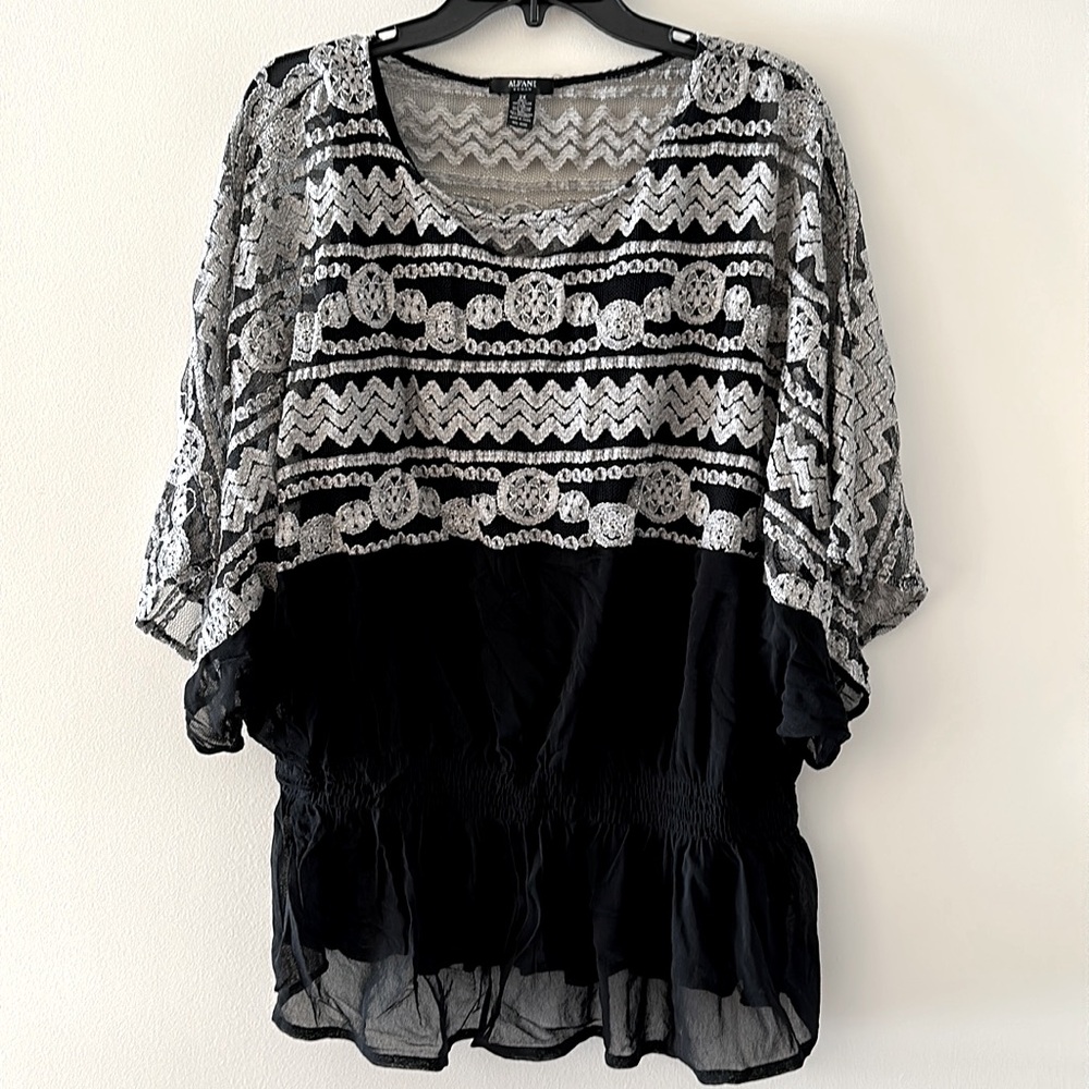 Alfani sheer and lace flowy top